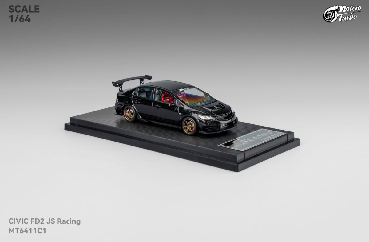 Honda Civic FD2 JS Racing Metallic Black Micro Turbo 1/64 scale