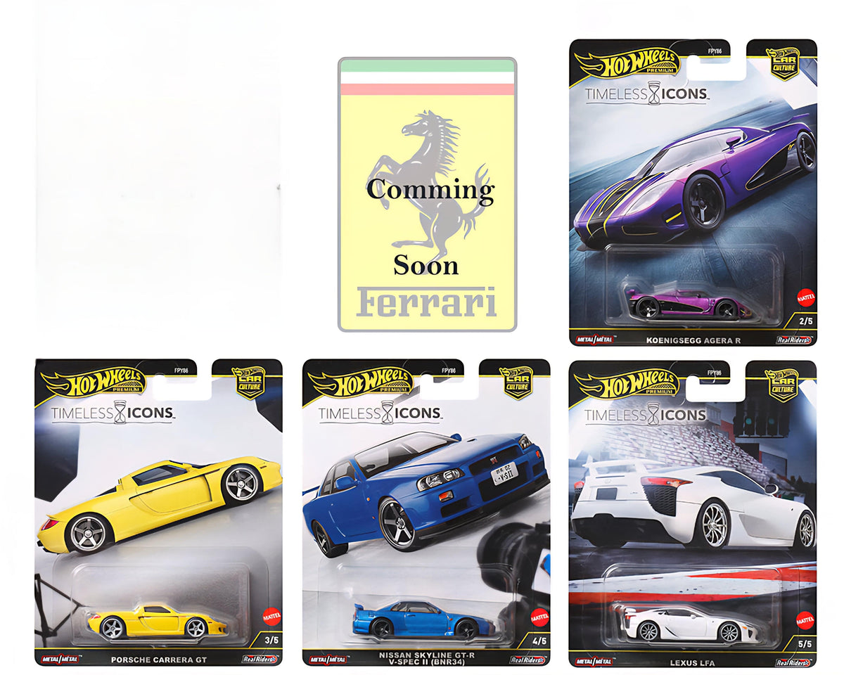 Hot Wheels Car Culture 2025 N Case Timeless Icons Assortment (5 car set) 1/64 scale