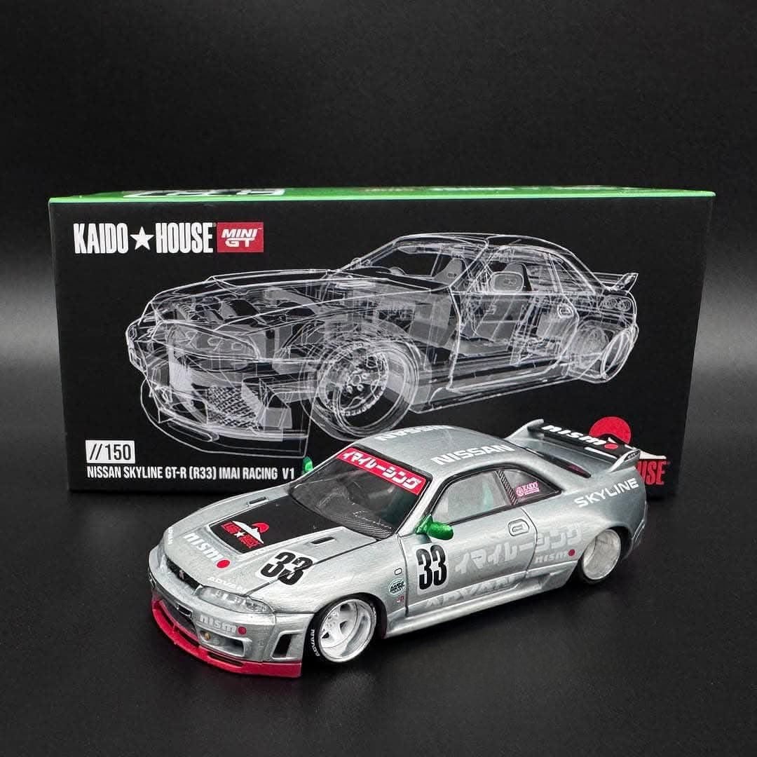 Chase Nissan Skyline GT-R R33 Imai Racing V1 Green Kaido House Mini GT 1/64