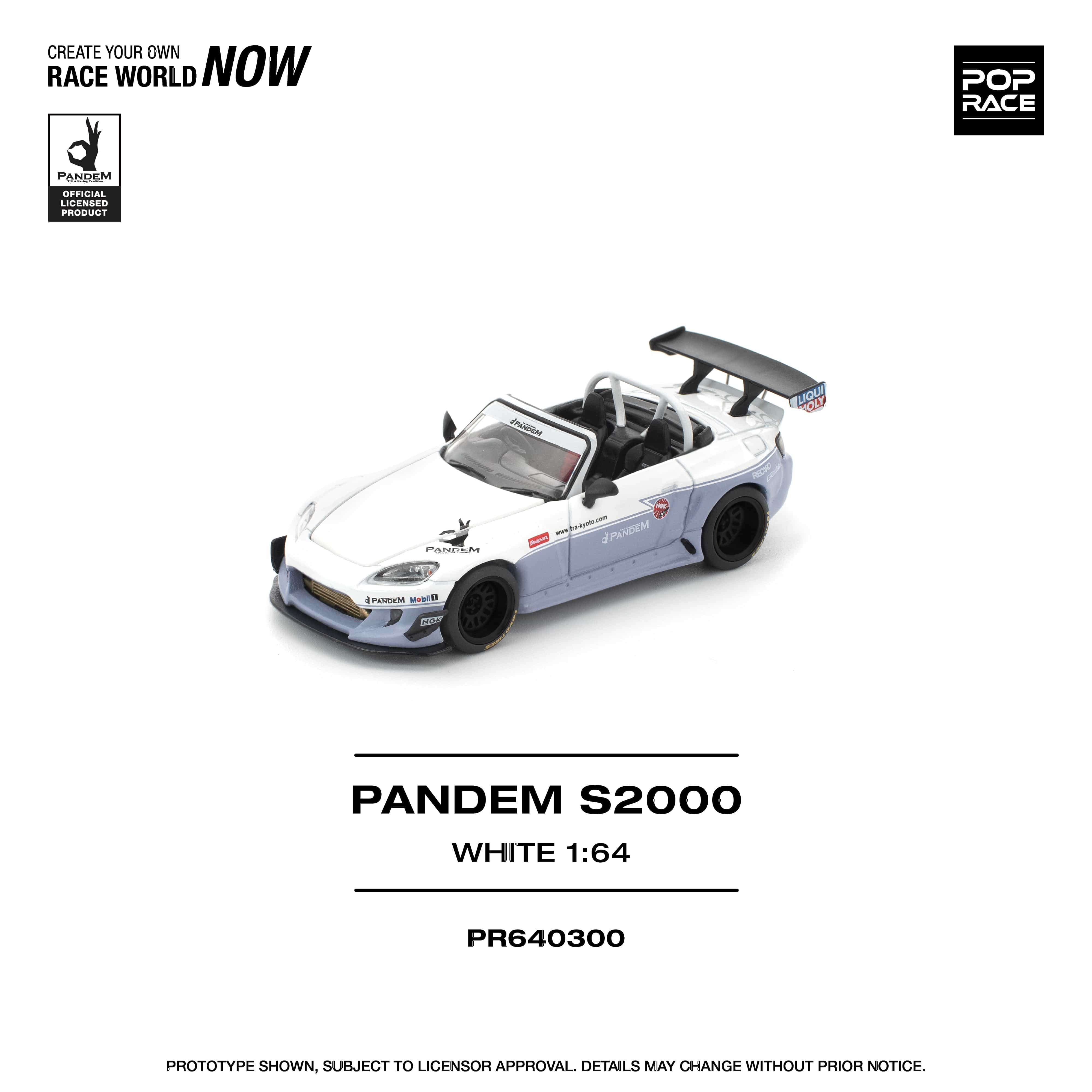 Pre-order) Honda S2000 Pandem White Pop Race 1/64 scale