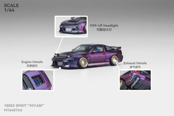 Nissan 180SX Spirit Miyabi Purple Chamaleon Micro Turbo 1/64 scale