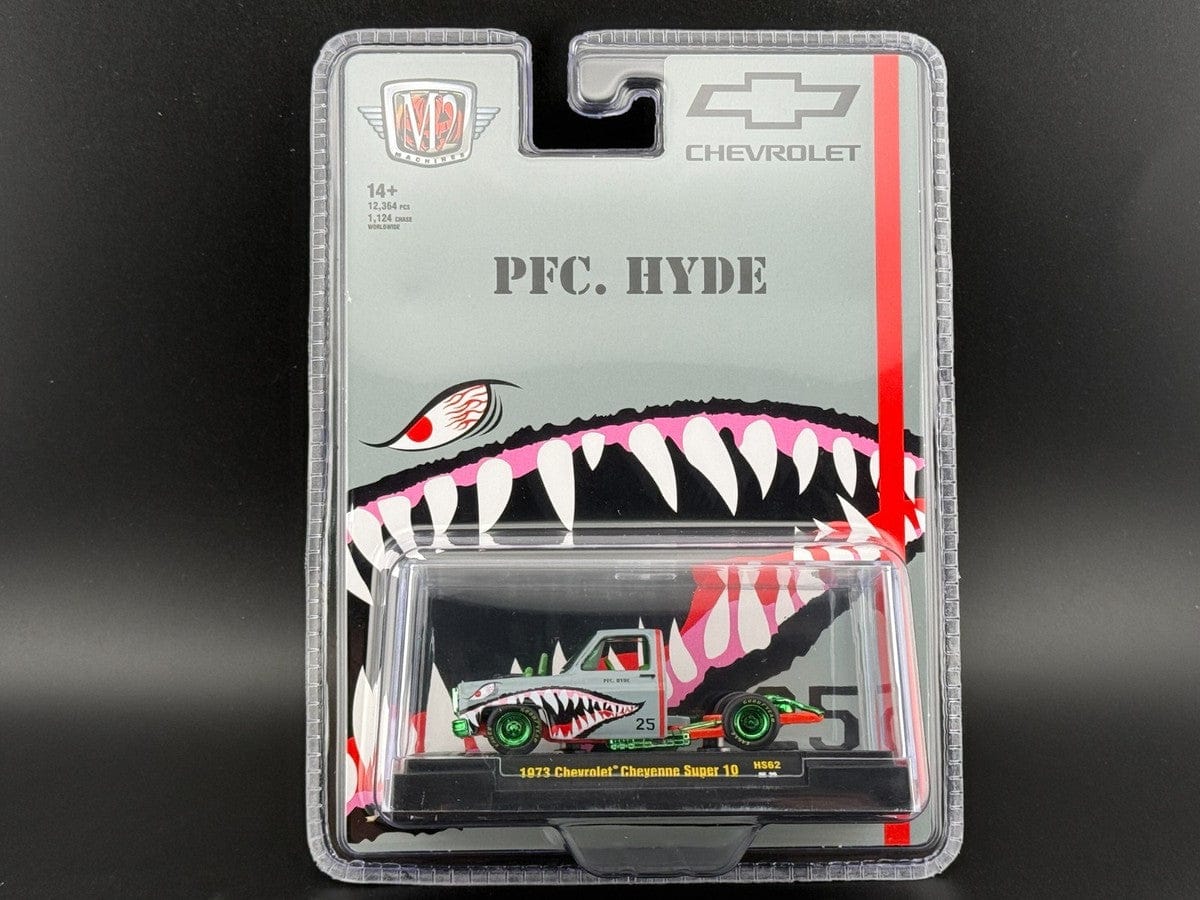Chase 1973 Chevrolet Cheyenne Super 10 “PFC. HYDE” Shark Face M2 Machines