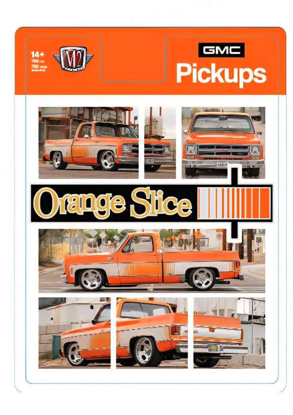 (Pre-order) 1976 GMC Sierra Grande Orange Slice Pick-up Truck M2 Machines 1/64 scale