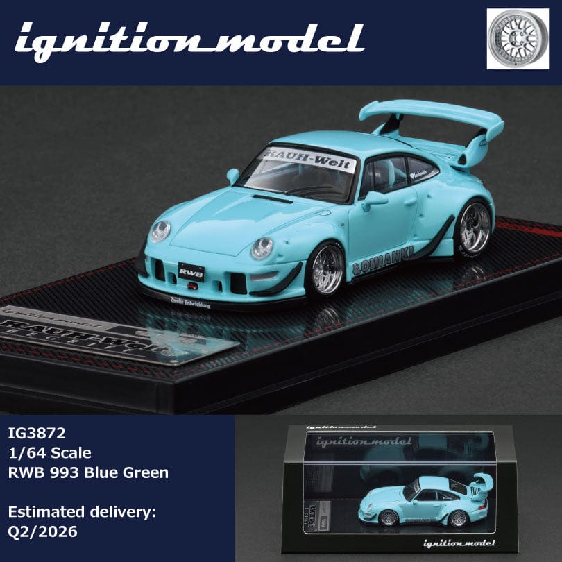 (Pre-order) Porsche RWB 993 Blue Green Ignition Model 1/64 scale