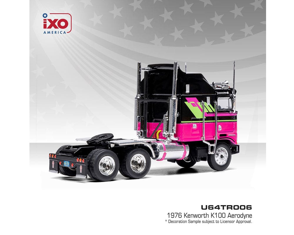 1976 Kenworth K100 Aerodyne Black and Pink IXO Models 1:64