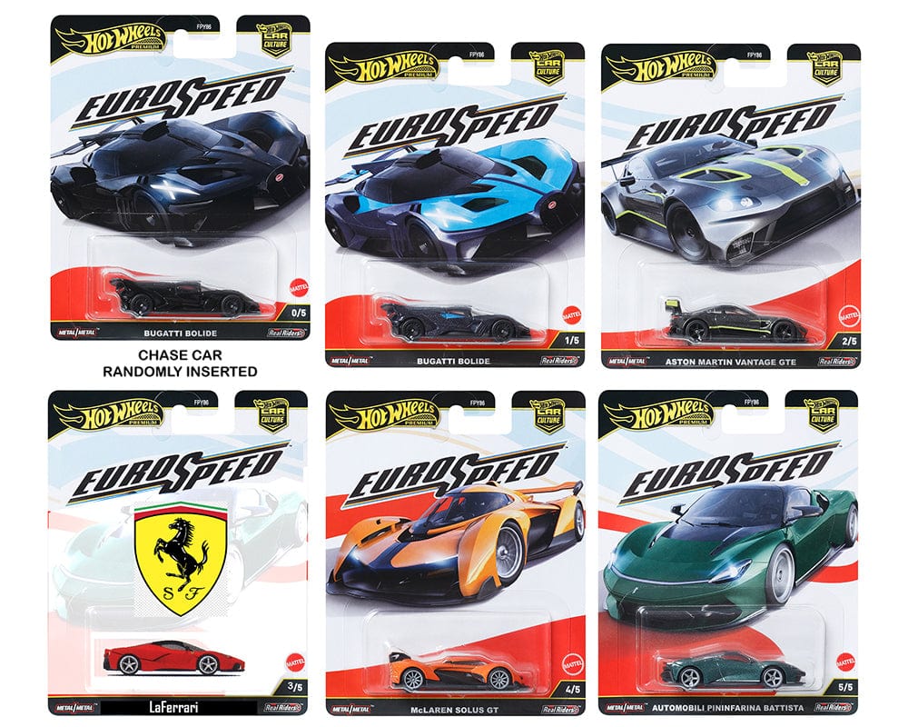 Hot Wheels Car Culture 2025 L Case Euro Speed (5 car set) 1/64 scale