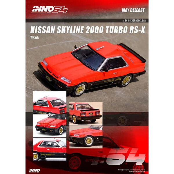 Nissan Skyline 2000 Turbo RS-X Red Black Inno64 1/64 scale IN64-R30-RED