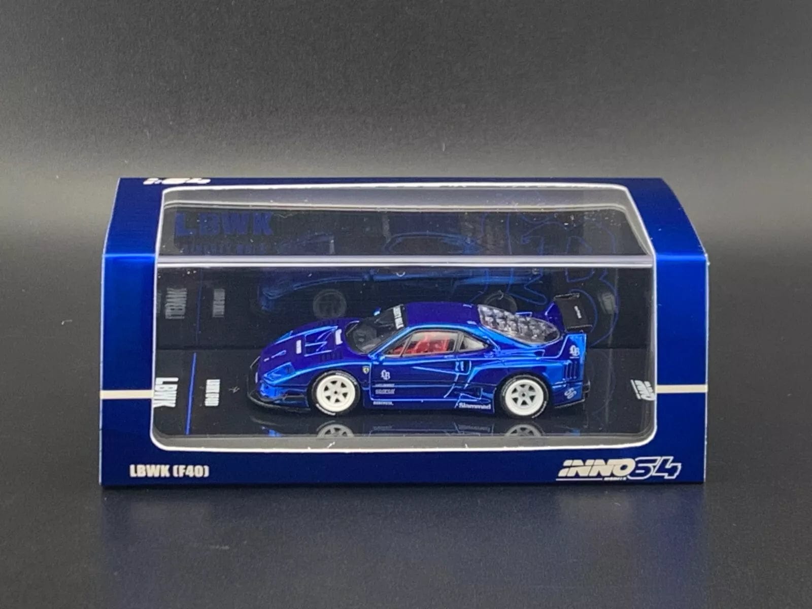 Chase Blue Ferrari F40 Liberty Walk Chrome Black Special Chase Blue Ferrari F40 Liberty Walk Chrome Black Special