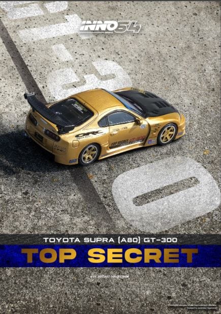 Toyota Supra AE80 Top Secret GT300 Gold Black Inno64 1/64 scale