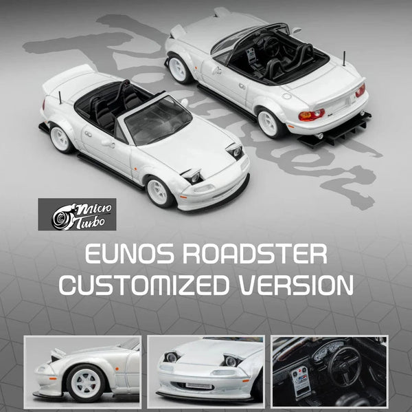 Mazda Miata MX-5 Rocket bunny Metallic White Micro Turbo 1/64 scale